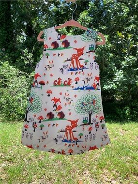 Baby Ball Whimsical Woodland Fox & Deer A-Line Toddler Dress 4T